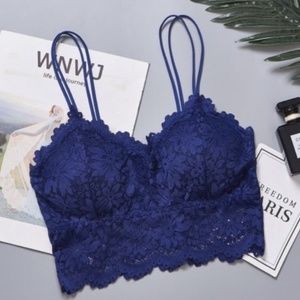 Sexy Inky Indigo Lace Bralette Top NEW